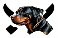 rottweiler with a chain side view tattoo design idea