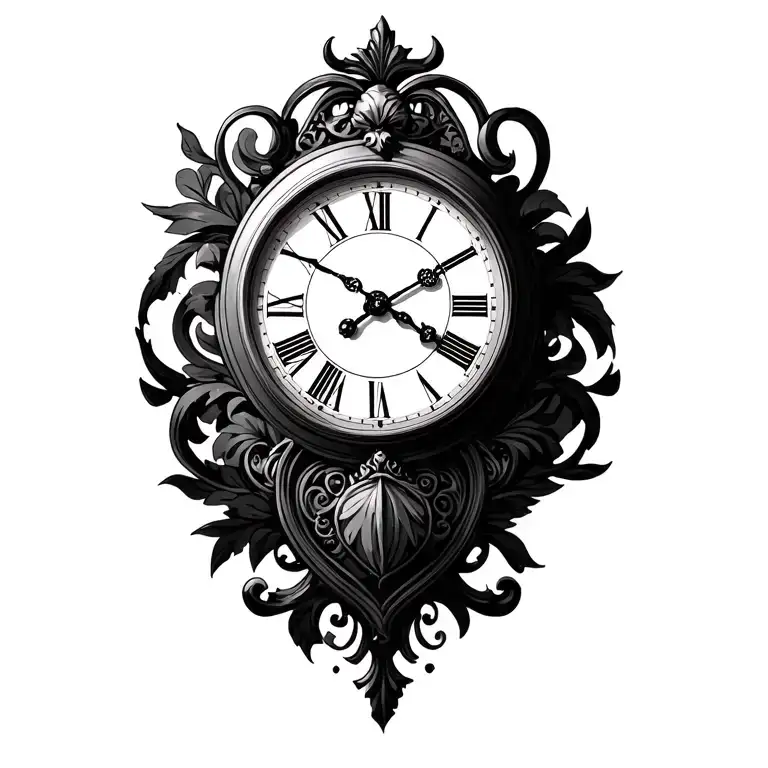 grandfather clock  tattoo design idea