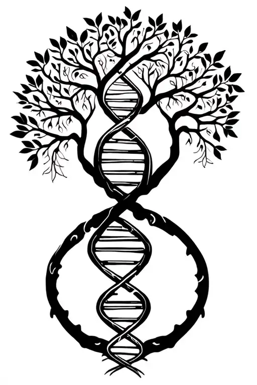 tree of life with human DNA double helix intertwined, make it simple  tattoo design idea