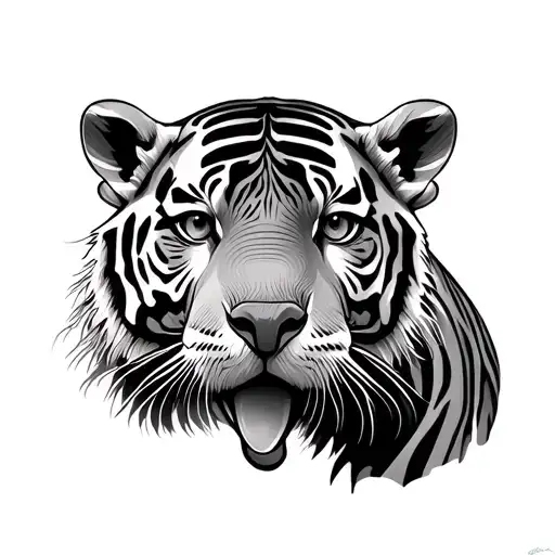 stacked tiger otter elephant giraffe head tattoo design idea