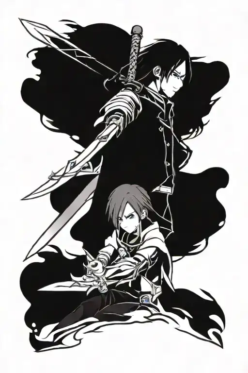 kirito sword x asuna sword tattoo design idea