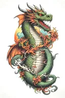 dragon and cryptid tattoo design idea