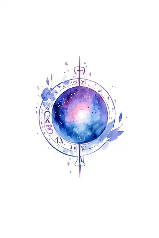 Space with virgo and cancer zodiac sign tattoo design idea