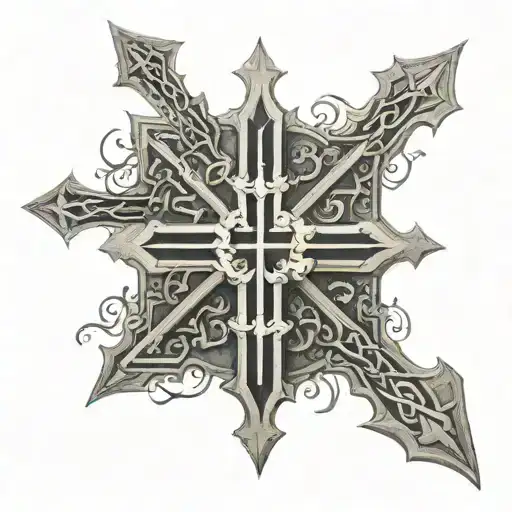 Jerusalem cross with Isiah 6:8 written tattoo design idea