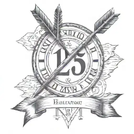 arrow with Roman numerals for 1955 and 2023 tattoo design idea