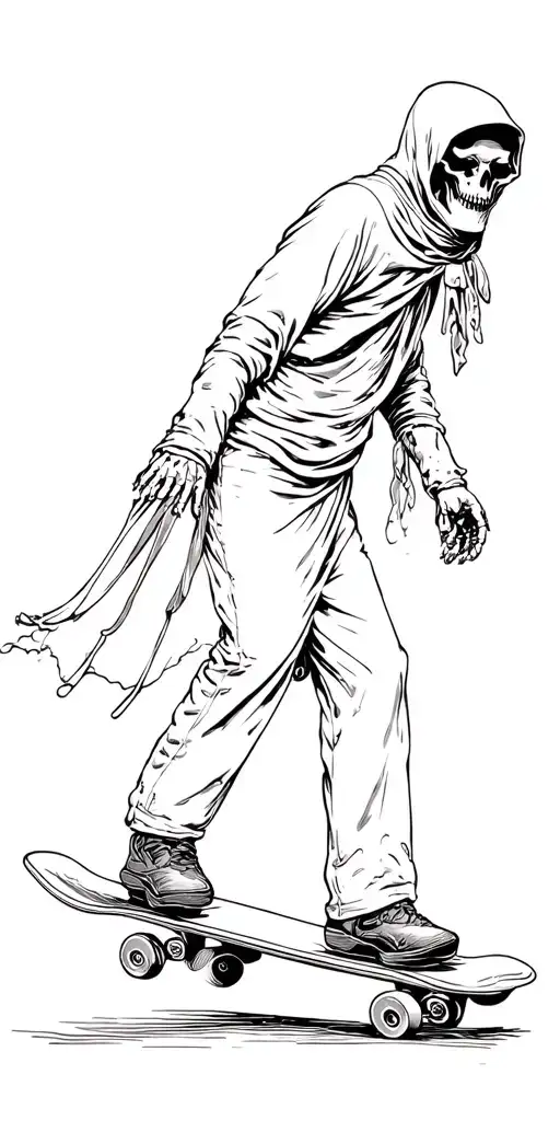 since this is a full sleeve I want multiple things in one design: 1)skateboarding grim reaper 2) one single eye tattoo design idea