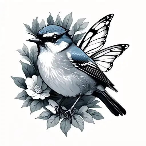 fairy wren traditional tattoo design idea