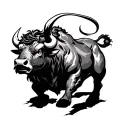 muscular bull charging upwards in japanese style tattoo tattoo design idea