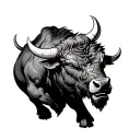 muscular bull charging upwards in japanese style tattoo tattoo design idea