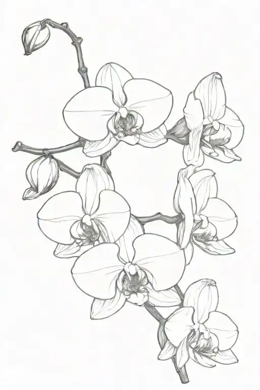 orchid flower wirh perfectly imperfect as the stem tattoo design idea