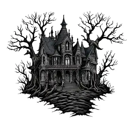 disneys haunted mansion dead trees tattoo design idea