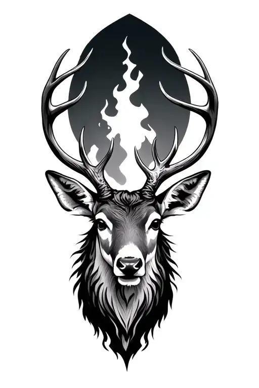 stag head tattoo design idea
