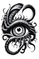 swirly tentacles eyeball tattoo design idea