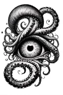 swirly tentacles eyeball tattoo design idea