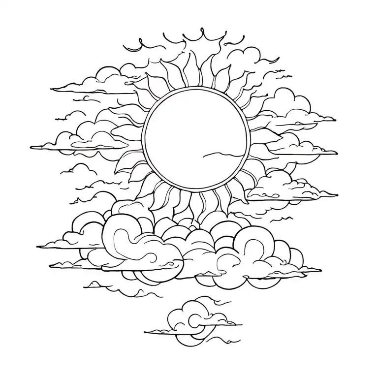 sun and clouds  tattoo design idea