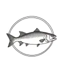 tiny crab riding rainbow trout tattoo design idea