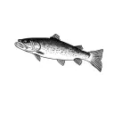 tiny crab riding rainbow trout tattoo design idea