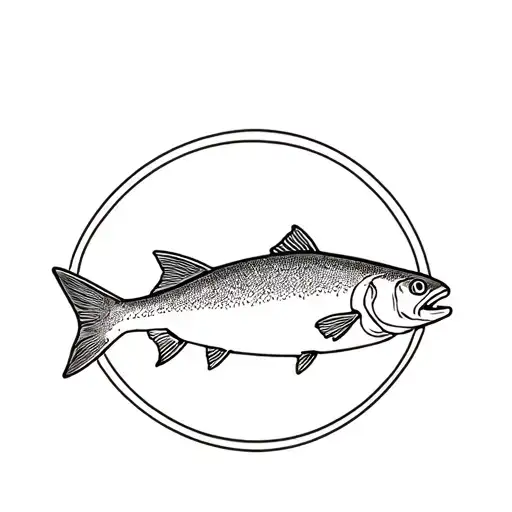 tiny crab riding rainbow trout tattoo design idea