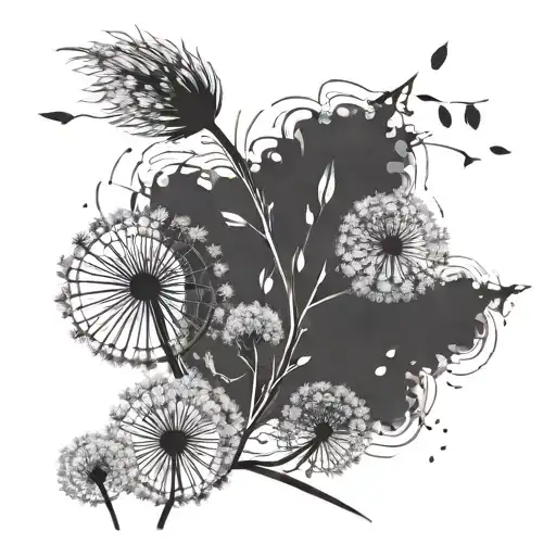 fine line tattoo with dandelions that are blowing away and the phase “hold onto your hope” tattoo design idea