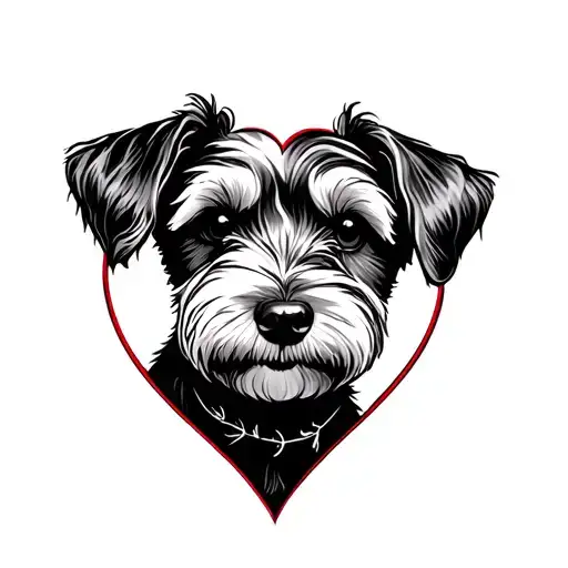 heart around schnoodle dog tattoo design idea