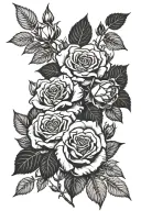 roses with 1976 and 1968 in roman numerals tattoo design idea