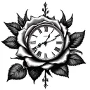 Clock Rose tattoo design idea