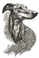 greyhound head with smoke forming the body shaped like tattoo design idea