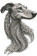greyhound head with smoke forming the body shaped like tattoo design idea