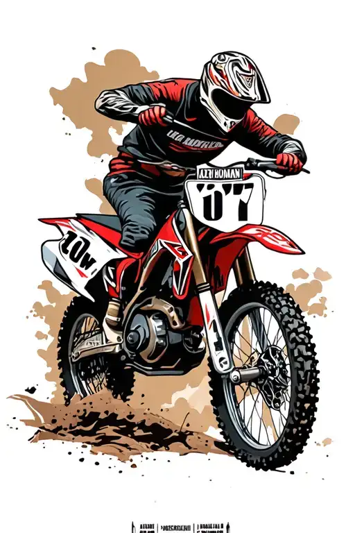 dirt bike number plate that says Alex Holman 107 October 19, 2024 tattoo design idea