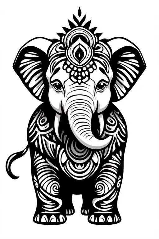 baby elephant tattoo design idea