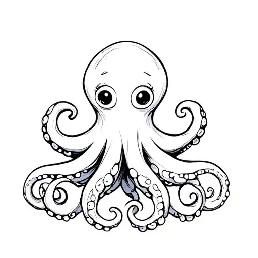 cartoon happy octopus tattoo design idea