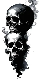 skulls with smoke tattoo design idea