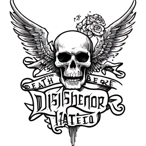 death before dishonor words tattoo design idea