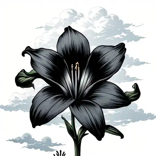 daylily with clouds surrounding them tattoo design idea