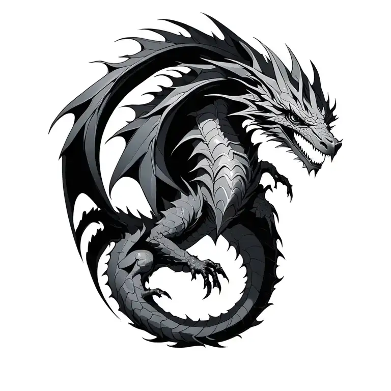 a gnostic style ourobouros dragon tattoo design idea