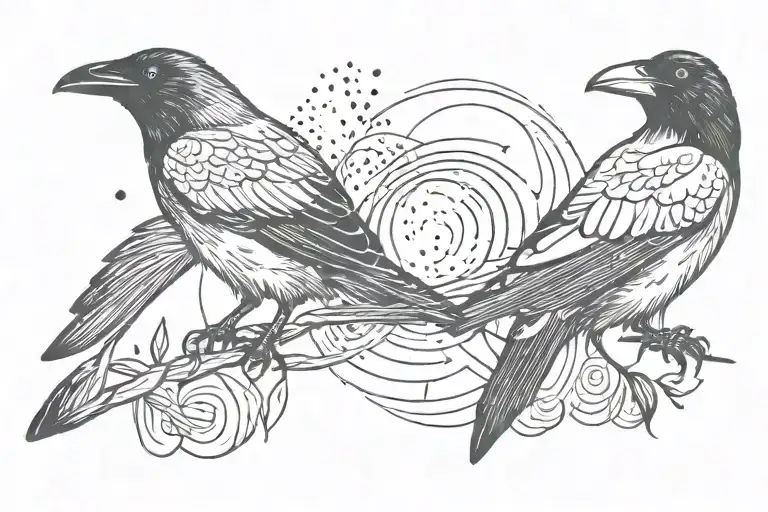 1 crow crying, 1 joyful crow, 1 boy crow, 1 bride crow, 1 crow with silver hoop earrings, 1 crow in a gold necklace, 1 s tattoo design idea