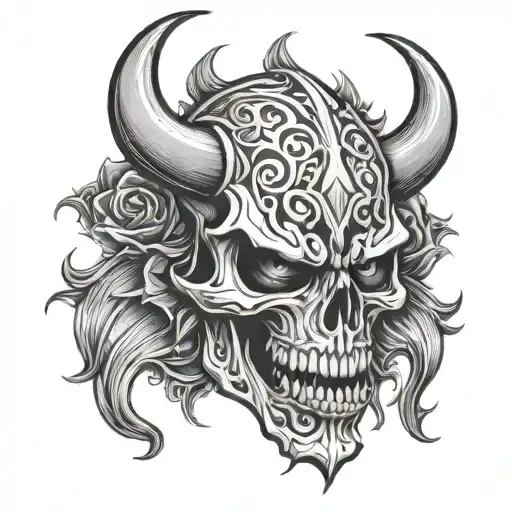chicano devil skull self-made tattoo design idea