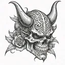 chicano devil skull self-made tattoo design idea