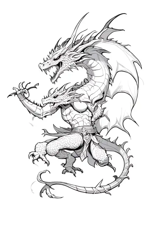 dragon slayer fighting demon tattoo design idea