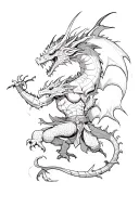 dragon slayer fighting demon tattoo design idea