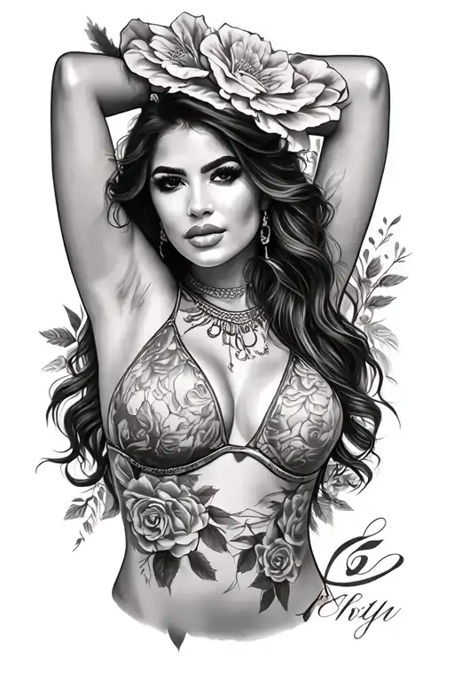 a gorgeous latina woman posing tattoo design idea