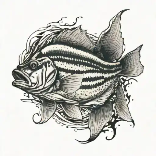 striped bass fish tattoo design idea