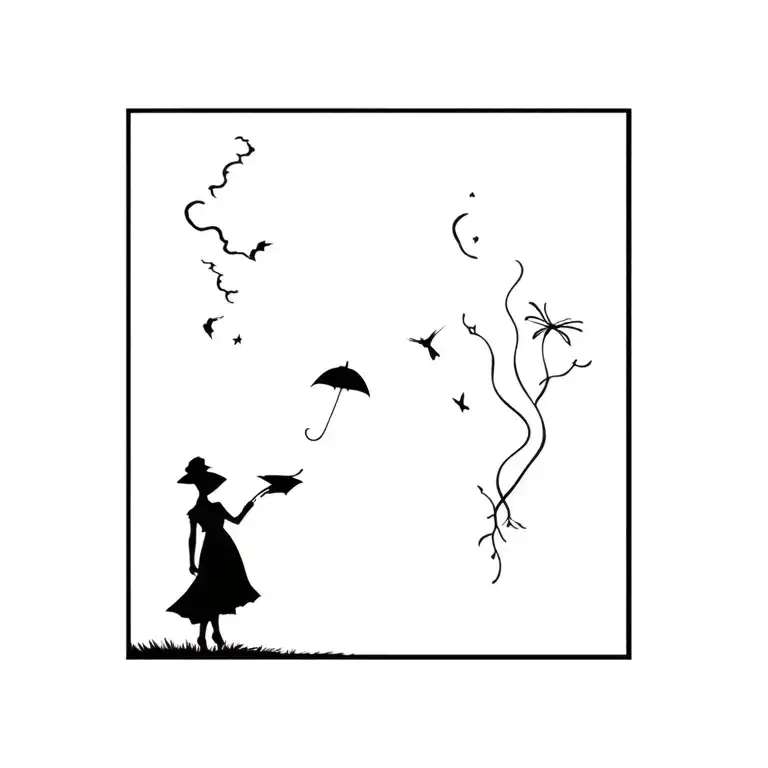 mary poppins mash up with inspired tattoo design idea