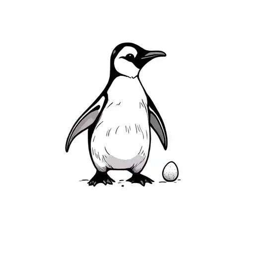 a penguin with an egg tattoo design idea