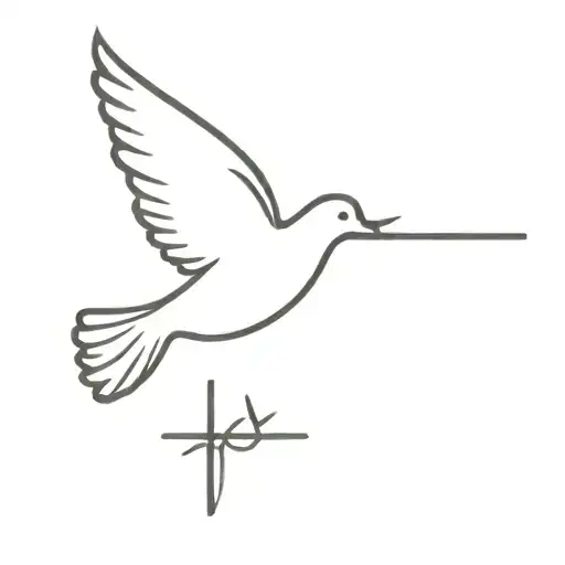 Dove flying around cross with מחבר החיים written tattoo design idea