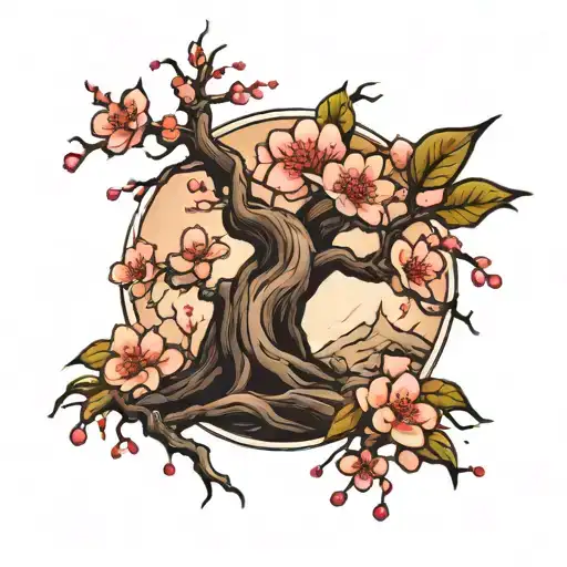 cherry blossom tree tattoo design idea