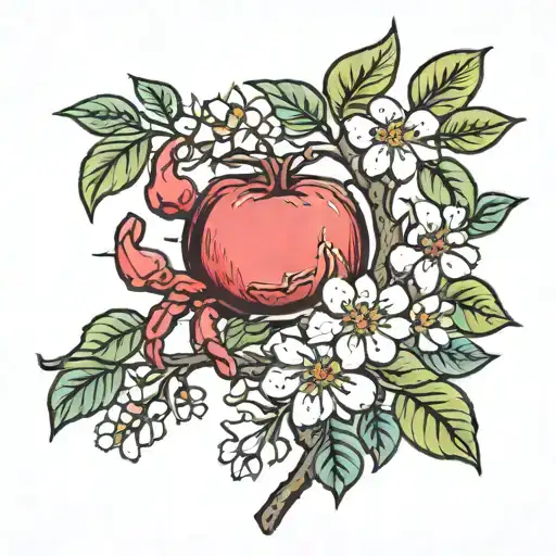 crab apple tree on bicep tattoo design idea