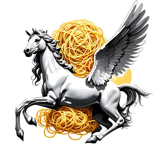 Greek myth featuring Pegasus and plato de spaghettis tattoo design idea