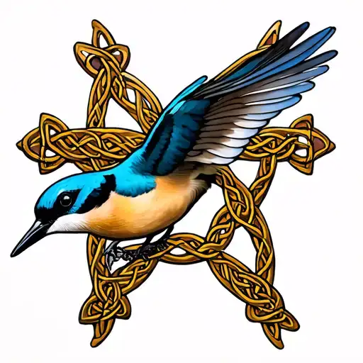 swallow bird on Celtic cross tattoo design idea