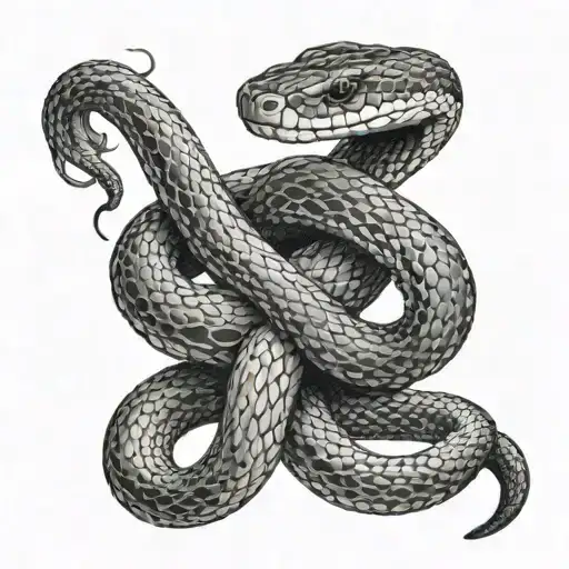 snake wrapped arms around herself tattoo design idea